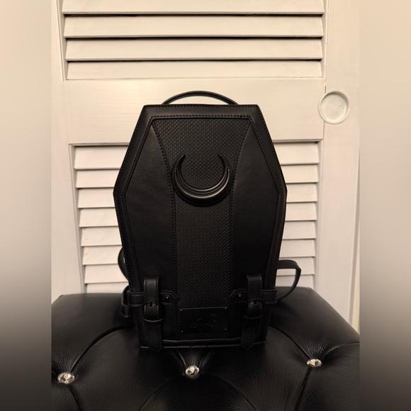 Killstar Nexus Black Crescent Moon Coffin Shaped Backpack | Like New - Picture 3 of 9